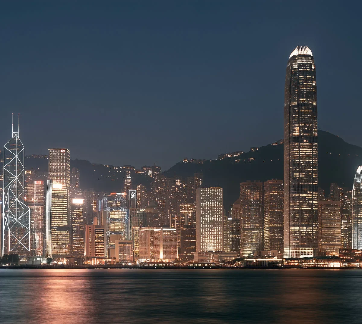 The Hong Kong skyline at night